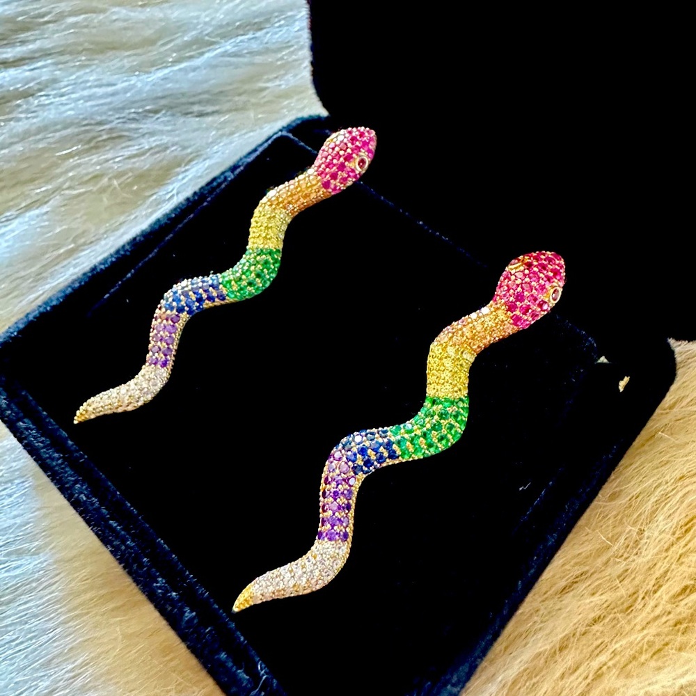 Rainbow Snake Dangle Earrings